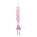Handgefertigte Makramee-Schnullerkette in Rosa mit Baumwollseil und Fransen - Rosa