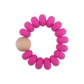 Bracciale per la dentizione con perle in silicone rosa e perla in legno di faggio - Rosso Rosa Scuro
