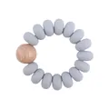 Braccialetto per neonati con perline in silicone grigio e anello in legno di faggio - Grigio chiaro