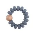 Bracciale dentizione neonato con 14 perline in silicone grigio scuro e 1 in legno di faggio - Grigio scuro