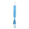 Catenella portaciuccio in macramè azzurro fatta a mano con clip in plastica - Blu