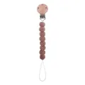 Handmade brown plush ball pacifier clip with natural wooden clip for baby sensory play - Coffee