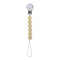 Infant pacifier clip with yellow and white plaid beads and secure white plastic clasp - Yellow White Plaid