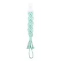 Catenella portaciuccio intrecciata a mano verde menta con clip bianca e nappa - Verde Menta