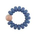 Anello da dentizione per neonati con perle in silicone blu e legno di faggio - Blu Scuro