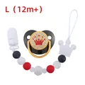 Silicone crown pacifier set with matching black and red beaded clip for babies 12m+ - L (12 Months+) / Black