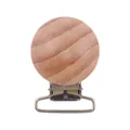 Sujeta chupete de madera de haya natural 30mm con clip metálico para bebés DIY - Modelo Grande Sin Agujeros