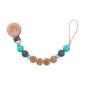 Baby pacifier chain with tiffany blue and mint silicone beads and BABY letter wood beads - Gray