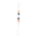 Silicone pacifier clip with octagon beads in pink, white, and grey for babies - Rose Pink