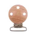 Pinza para chupete de madera de haya de 30mm con 3 agujeros y clip metálico para bricolaje - Modelo Grande Con Agujeros