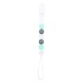 Silicone pacifier clip with mint green and grey beads and white plastic safety clasp - Mint Green