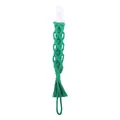 Catenella portaciuccio intrecciata a mano in cotone verde con clip bianca e nappa - Verde Natale