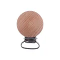 Sujeta chupetes de madera de haya natural con clip de metal para accesorios de bebé - Modelo Pequeño Sin Agujeros