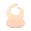 Babero de silicona impermeable para bebé con recogedor de comida en color melocotón - Color Té con Leche