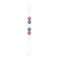 Baby silicone pacifier clip with octagon beads and white clip in Morandi colors - Dark Mauve