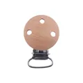 Sujeta chupete para bebé de madera de haya natural de 30mm con tres agujeros y clip - Modelo Pequeño Con Agujeros