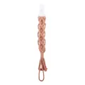 Catenella portaciuccio in cotone intrecciato rosa con clip in plastica bianca - Champagne