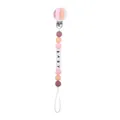 Rosa und orangefarbene Baby-Schnullerkette mit Silikonperlen und BABY-Buchstaben - Rosa