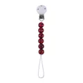 Infant pacifier clip with red and black buffalo plaid beads and white plastic clip - Red and Black Plaid