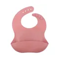 Babero de silicona ajustable e impermeable rosa palo con práctico bolsillo recogemigas - Rojo Naranja