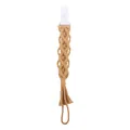 Catenella per ciuccio boho fatta a mano con cordoncino in cotone kaki e clip in plastica - Giallo Terra