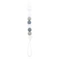 Morandi silicone pacifier clip with gray-green and white beads for baby teething - Sage Green