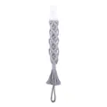 Catenella portaciuccio intrecciata a mano in cotone grigio con nappa e clip di plastica - Grigio chiaro