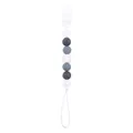 Baby silicone pacifier clip with grey and white octagonal beads and plastic clasp - Black