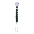 Infant pacifier clip featuring dark green plaid pattern beads and a white safety clip - 14# Dark Green And Black Checkered
