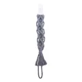 Catenella portaciuccio in cotone intrecciato grigio con clip in plastica e nappa - grigio scuro