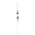 Pink and grey silicone pacifier clip with octagonal beads for infant soothing - Light Purple