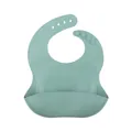 Waterproof soft silicone baby bib in Morandi green with adjustable neck strap and food catcher - Dark Green