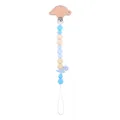 Blue silicone and wood pacifier clip with dinosaur charm and beechwood clip - Blue Pacifier Clip