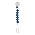 Navy blue star pattern beaded pacifier clip with durable metal clip for baby - Blue Star