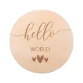 Handgefertigte Meilensteinkarte aus Holz für Neugeborene mit Hello World Gravur - Hello World Herzstil (2#)