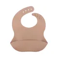 Neutral pink waterproof silicone baby bib with adjustable neck strap and wide food catcher - Mocha Brown