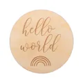 Handgefertigte Meilensteinkarte aus Holz mit Hello World und Regenbogen-Gravur - Hello World Regenbogenstil (3#)