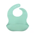 Waterproof mint green silicone baby bib with adjustable neck strap and food catcher - Cyan Green