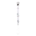 Pacifier clip with white silicone beads and blue-pink terrazzo patterned accents - White Terrazzo Style / White