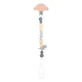 Silicone baby teether pacifier clip with stegosaurus wood clip and colorful beads - Gray Pacifier Clip