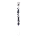 Silicone pacifier clip featuring black and cow print leopard beads with a metal clip - Black and White Spots Style / Black