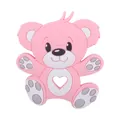 Pink cartoon bear baby teether made of soft food-grade silicone with heart-shaped grip - Pink