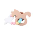Anneau de dentition en bois de hêtre et silicone avec perles colorées macaron - Anneau De Dentition Licorne