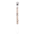 Neutral beige silicone bead pacifier clip with terrazzo pattern and metal iron clamp - Nude