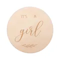 Tarjeta de madera redonda hecha a mano con grabado IT'S A girl y detalles florales - Estilo It's a girl (6#)