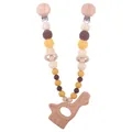 Kit attache-tétine girafe avec anneau de dentition en hêtre et perles en silicone - Girafe Jouet Poussette