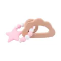 Set de dentition pour bébé avec étoile rose, nuage en hêtre et perles silicone - Anneau Dentition Nuage