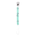 Mint green silicone bead pacifier clip with metal fastener and terrazzo pattern detail - Green