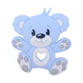 Light blue silicone baby bear teether toy with heart-shaped cutout and textured paws - Blue