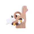 Set d'anneau de dentition girafe en bois avec perles en silicone et attache-tétine étoile - Anneau De Dentition Girafe